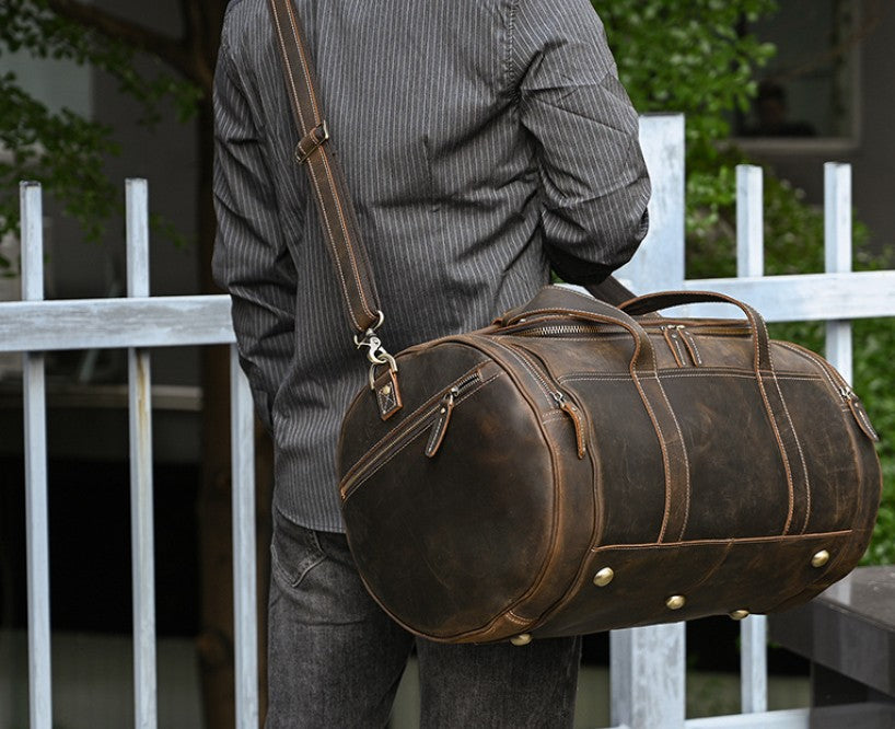 Men's Real-leather Handbag Crazy Horse Leather Vintage Travel Bag