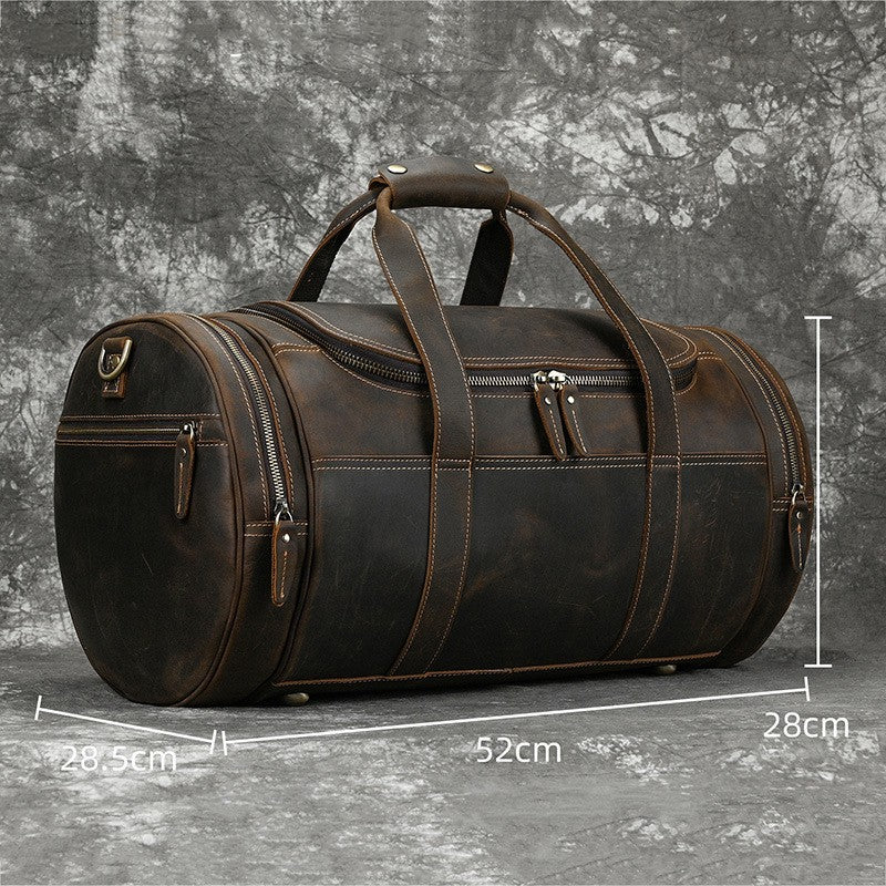 Men's Real-leather Handbag Crazy Horse Leather Vintage Travel Bag