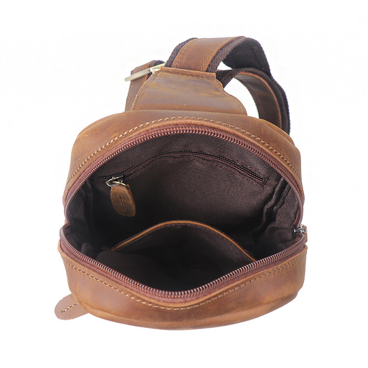 Vintage Leather Chest Crazy Horse Leather Crossbody Capacity Cowhide Leather Single-shoulder Bag