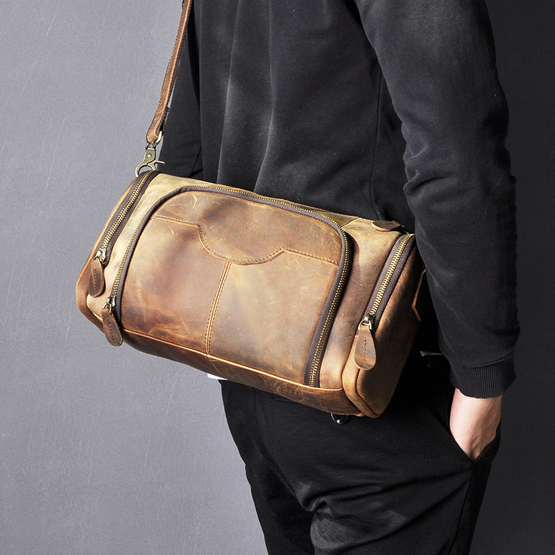 Retro Fashion Trend Leather Shoulder Messenger Bag Cowhide Pillow Bag