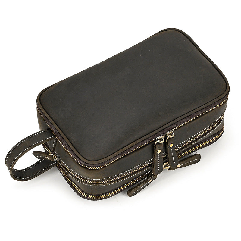 Large Capacity Leather Travel Cosmetics Storage Bag