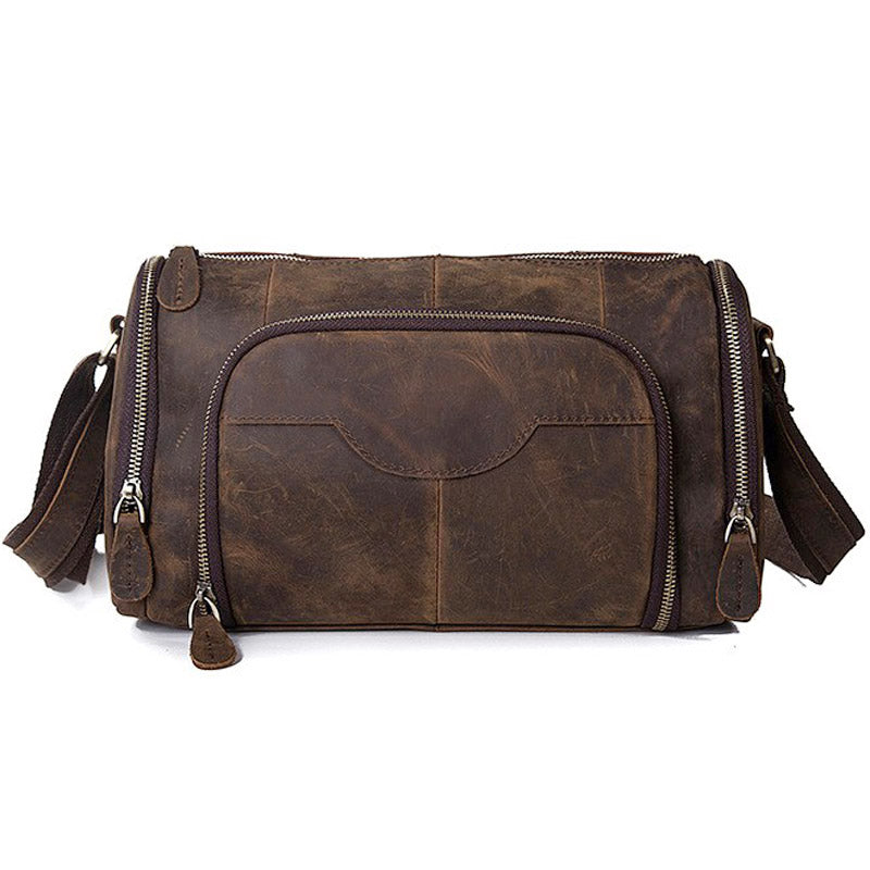Crazy Horse Leather Large Capacity Crossbody Shoulder Bag