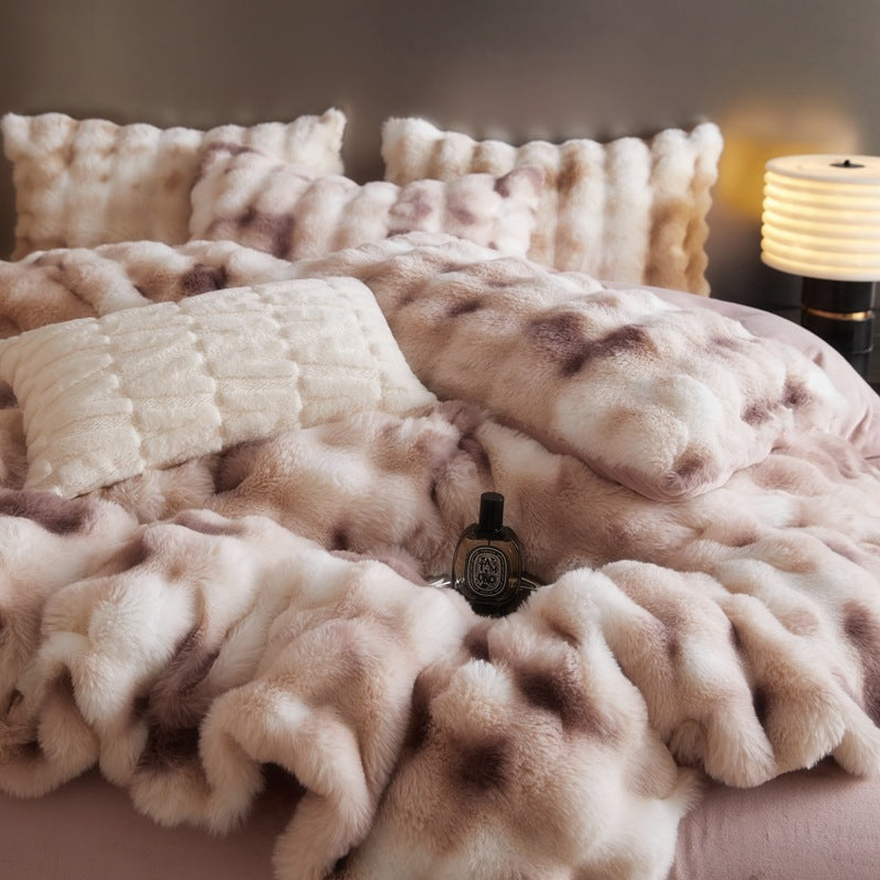 Fur Velvet Four-piece Set Fitted Sheet Set Bedding