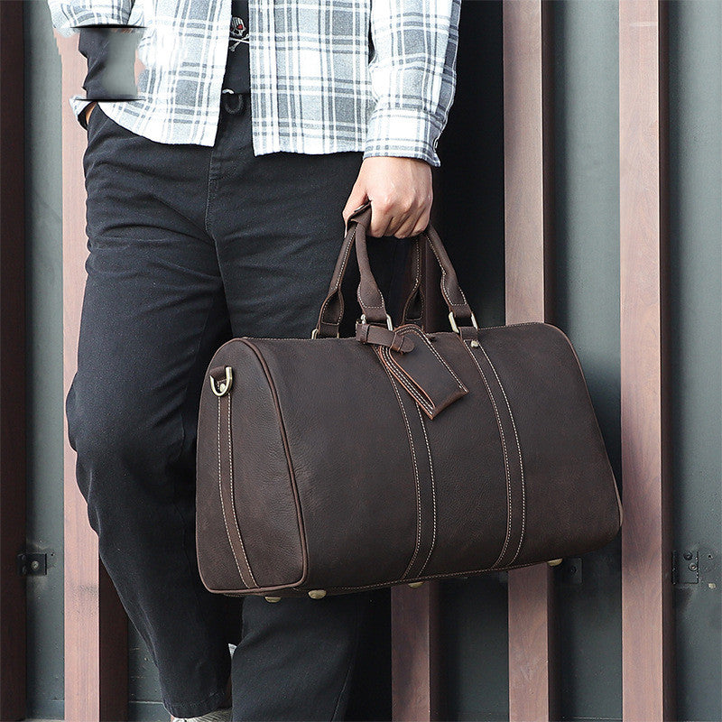 Vintage Distressed Men's Leather Travel Luggage Bag