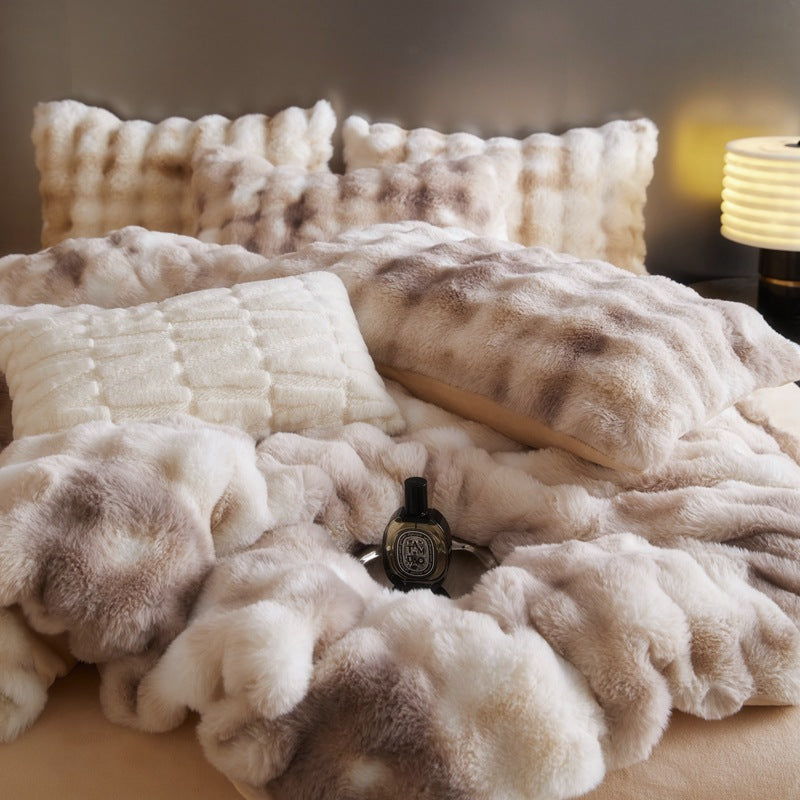 Fur Velvet Four-piece Set Fitted Sheet Set Bedding